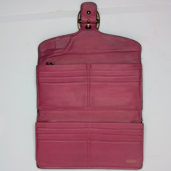 Vintage Coach Bleecker Dark Brown Smooth Leather Tattersall Buckle Long Wallet - Picture 8 of 16